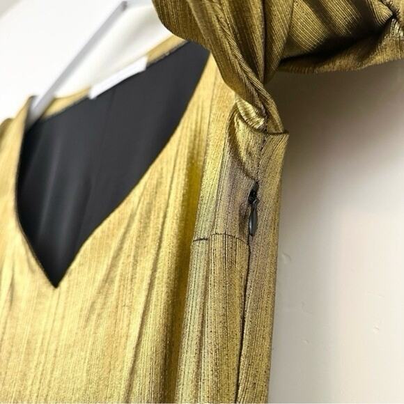Amanda Uprichard Metallic Gold Lame Cinderella Dress S Revolve Bodycon NYE - Picture 6 of 10